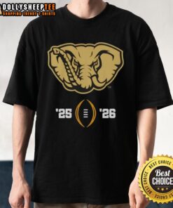 Alabama Crimson Tide Big Al mascot logo T-shirt for NCAA College Football Playoff 2025-2026, perfect for fans.