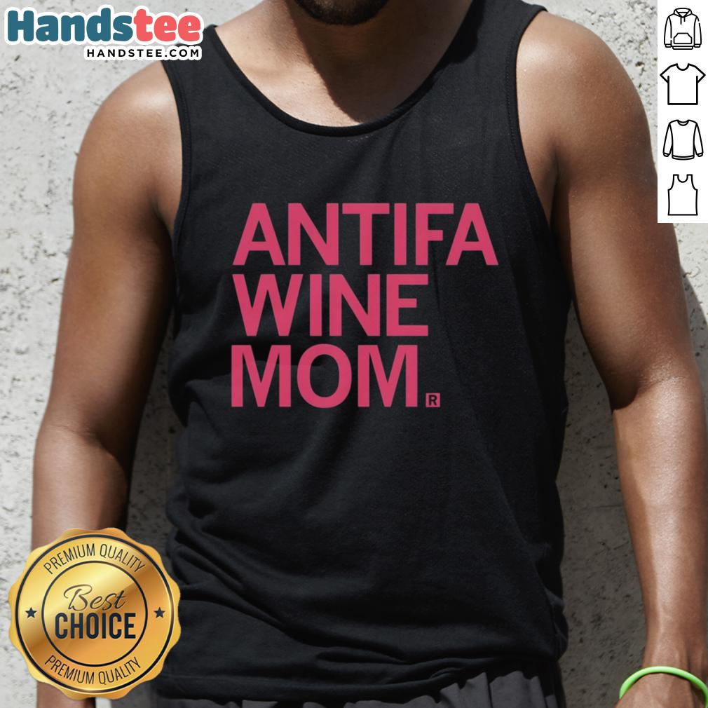 top-antifa-wine-mom-tank-top Top Antifa wine mom tank top featuring a bold graphic design, perfect for casual outings and expressing political views.