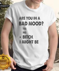 Top Are You In A Bad Mood Bitch I Might Be T-Shirt featuring bold text and a stylish design for casual wear.