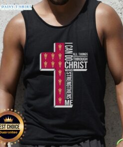 Alt Text: Arizona State Sun Devils women's basketball tank top featuring 'I Can Do All Things Through Christ' design.