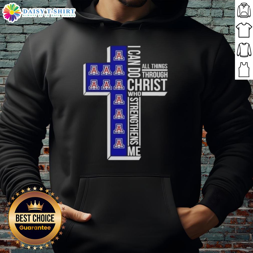 Top Arizona Wildcats Women's Basketball Cross I Can Do All Things Through Christ Who Strengthens Me Hoodie Top Arizona Wildcats women's basketball hoodie featuring 'I Can Do All Things Through Christ Who Strengthens Me' design.