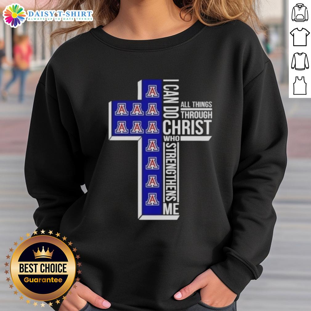 Top Arizona Wildcats Women's Basketball Cross I Can Do All Things Through Christ Who Strengthens Me Sweatshirt Arizona Wildcats women's basketball sweatshirt featuring 'I Can Do All Things Through Christ Who Strengthens Me' design.
