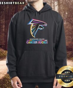 Top Atlanta Falcons Football hoodie in vibrant colors, supporting cancer awareness with a bold 'Cancer Sucks' logo.