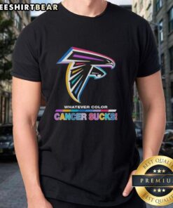 Atlanta Falcons Football T-Shirt featuring 'Cancer Sucks' logo in vibrant colors, perfect for fans and supporters.