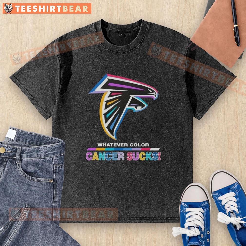 top-atlanta-falcons-football-whatever-color-cancer-sucks-logo-colors-washed-t-shirt Atlanta Falcons football washed t-shirt featuring 'Cancer Sucks' logo in team colors, perfect for fans and awareness.