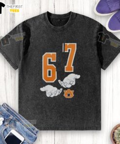Alt Text: Funny washed t-shirt featuring the Auburn Tigers logo, perfect for fans showing team spirit and style.
