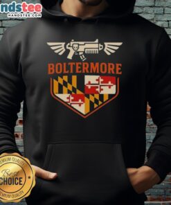 Top Boltermore Warhammer X Maryland Flag Logo Hoodie featuring vibrant design and cozy fit for fans.