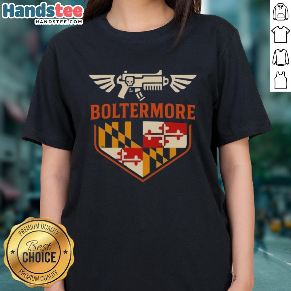 top-boltermore-warhammer-x-maryland-flag-logo-ladies-tee Top Boltermore Warhammer X Maryland Flag logo on a stylish ladies tee, perfect for gamers and fashion enthusiasts.