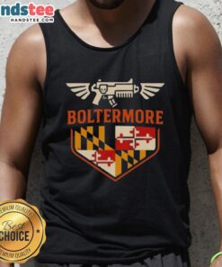 Top Boltermore Warhammer X Maryland Flag Logo Tank Top featuring a unique design for fans of Warhammer and Maryland pride.