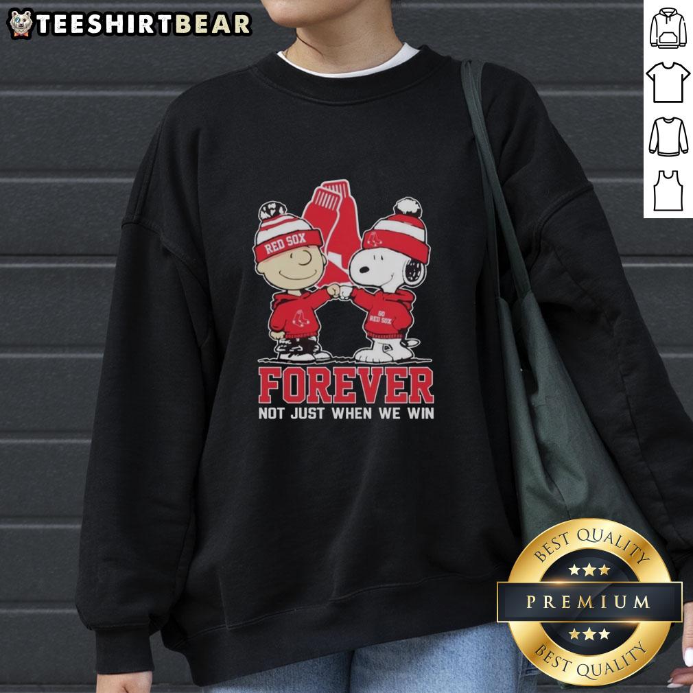 top-boston-red-sox-x-snoopy-and-charlie-brown-best-friend-forever-not-just-when-we-win-sweatshirt Cozy sweatshirt featuring Boston Red Sox, Snoopy, and Charlie Brown with 'Best Friends Forever' slogan.