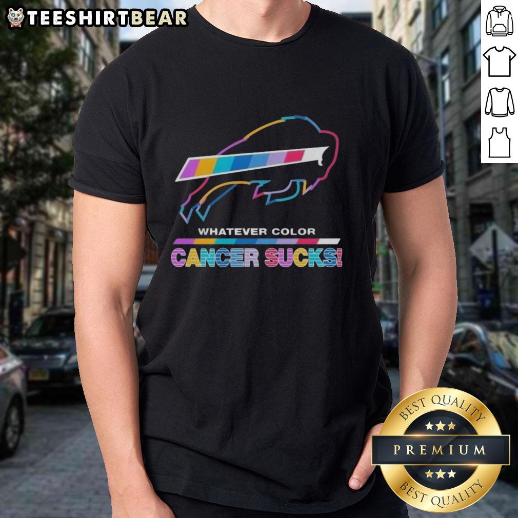 top-buffalo-bills-football-whatever-color-cancer-sucks-logo-colors-t-shirt Buffalo Bills Football T-Shirt featuring 'Cancer Sucks' logo in vibrant colors, perfect for team spirit and awareness.