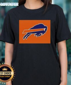 Alt Text: Top Buffalo Bills x Cleveland Browns logo ladies tee featuring vibrant team colors and stylish design.