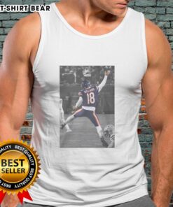 Alt Text: Caleb Williams wearing the Jumpman tank top, showcasing athletic style and comfort in a vibrant design.