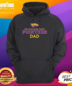 Alt Text: Top Campus Lab UW Stevens Point Pointers Dad Logo Hoodie in navy blue, perfect for proud Pointers fans.