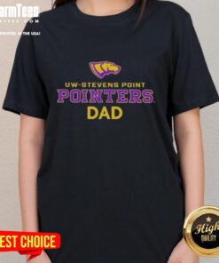 Top Campus Lab UW Stevens Point Pointers Dad logo on a stylish ladies tee shirt, perfect for proud parents.