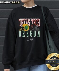 Top Capital One Orange Bowl 2026 sweatshirt featuring Oregon vs Texas Tech helmet matchup design.