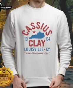 Vintage 1964 sweatshirt featuring Cassius Clay, later known as Muhammad Ali, celebrating his roots in Louisville.