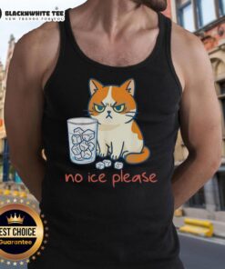 Funny tank top featuring a top cat design with the phrase No Ice Please, perfect for cat lovers and humor enthusiasts.