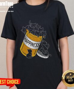 Top Cats Are My Happiness Medicine Ladies Tee featuring a playful cat design and vibrant colors for feline lovers.