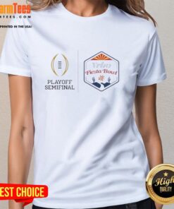 2026 CFP Semifinal X Vrbo Fiesta Bowl ladies tee featuring vibrant design and team colors, perfect for game day.