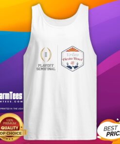 2026 CFP Semifinal X Vrbo Fiesta Bowl tank top featuring vibrant team colors and bold graphics for fans.