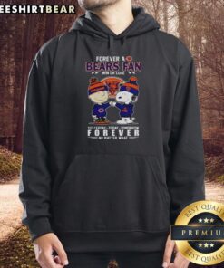 Charlie Brown fist bumping Snoopy in a Chicago Bears hoodie, showcasing loyalty win or lose, perfect for fans.