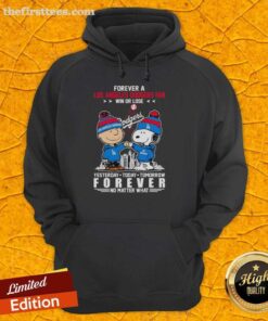 Charlie Brown and Snoopy fist bump in a Dodgers hoodie, showcasing loyalty as a fan, win or lose.