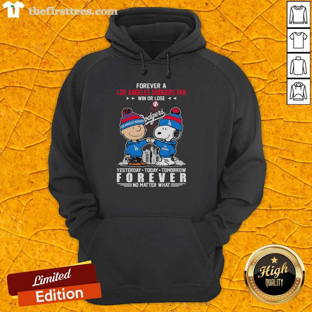 top-charlie-brown-fist-bump-snoopy-forever-a-los-angeles-dodgers-fan-win-or-lose-no-matter-what-hoodie Charlie Brown and Snoopy fist bump in a Dodgers hoodie, showcasing loyalty as a fan, win or lose.