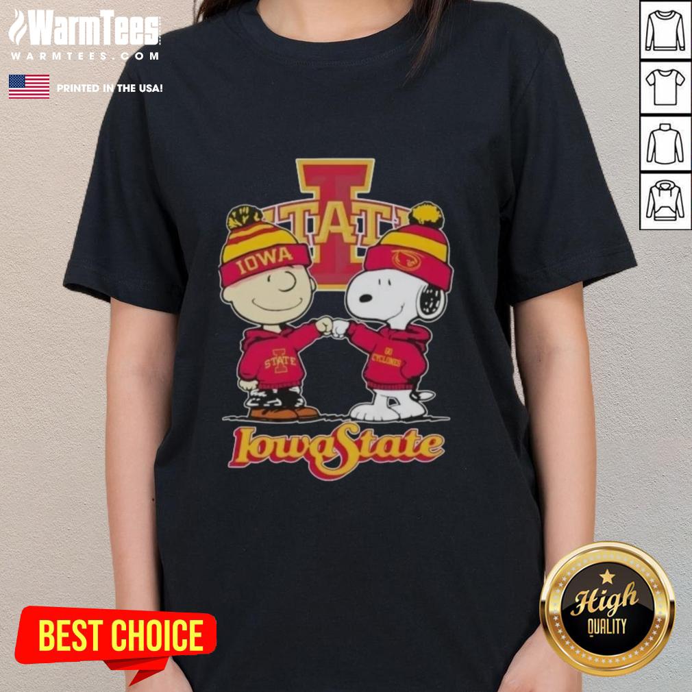 top-charlie-brown-fist-bump-snoopy-x-iowa-state-cyclones-football-ladies-tee Top Charlie Brown fist bump with Snoopy, featuring Iowa State Cyclones football ladies tee design.
