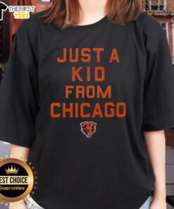 Top Chicago Bears Just A Kid From Chicago Ladies Tee featuring team colors and logo, perfect for female fans.