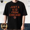 Alt Text: Top Chicago Bears Just A Kid From Chicago T-Shirt featuring team colors and logo, perfect for Bears fans.