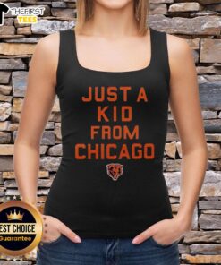 Chicago Bears Just A Kid From Chicago tank top featuring bold team colors and logo, perfect for fans and summer wear.