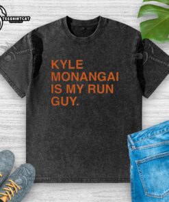 Top Chicago Bears Kyle Monangai Is My Run Guy washed t-shirt featuring bold graphics and a comfortable fit.