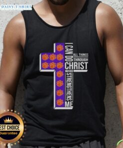 Alt Text: Clemson Tigers women's basketball tank top with 'I Can Do All Things Through Christ Who Strengthens Me' slogan.