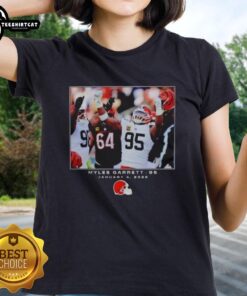 Top Cleveland Browns Myles Garrett NFL Flash Features Week 18 Big Tall Ladies Tee in vibrant team colors.