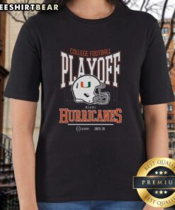 Miami playoff bound ladies tee for the Top College Football Playoff 2025-26, showcasing team pride and style.