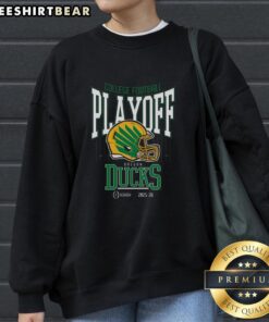 Oregon playoff bound sweatshirt for the 2025-26 college football playoff season, featuring team colors and logo.
