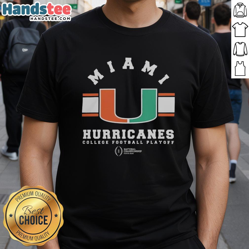 top-college-football-playoff-miami-hurricanes-2026-national-championship-logo-t-shirt Alt Text: Miami Hurricanes 2026 National Championship logo T-shirt for top college football playoff fans.