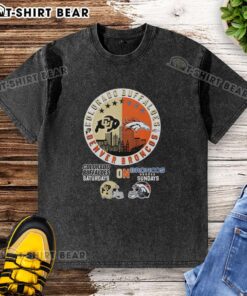 Top Colorado Buffaloes and Denver Broncos helmet logo mashup on a washed t-shirt for game day style.