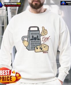 Alt Text: Stylish D.J. Moore Cheese Grater Sweatshirt featuring a unique design, perfect for fans and casual wear enthusiasts.