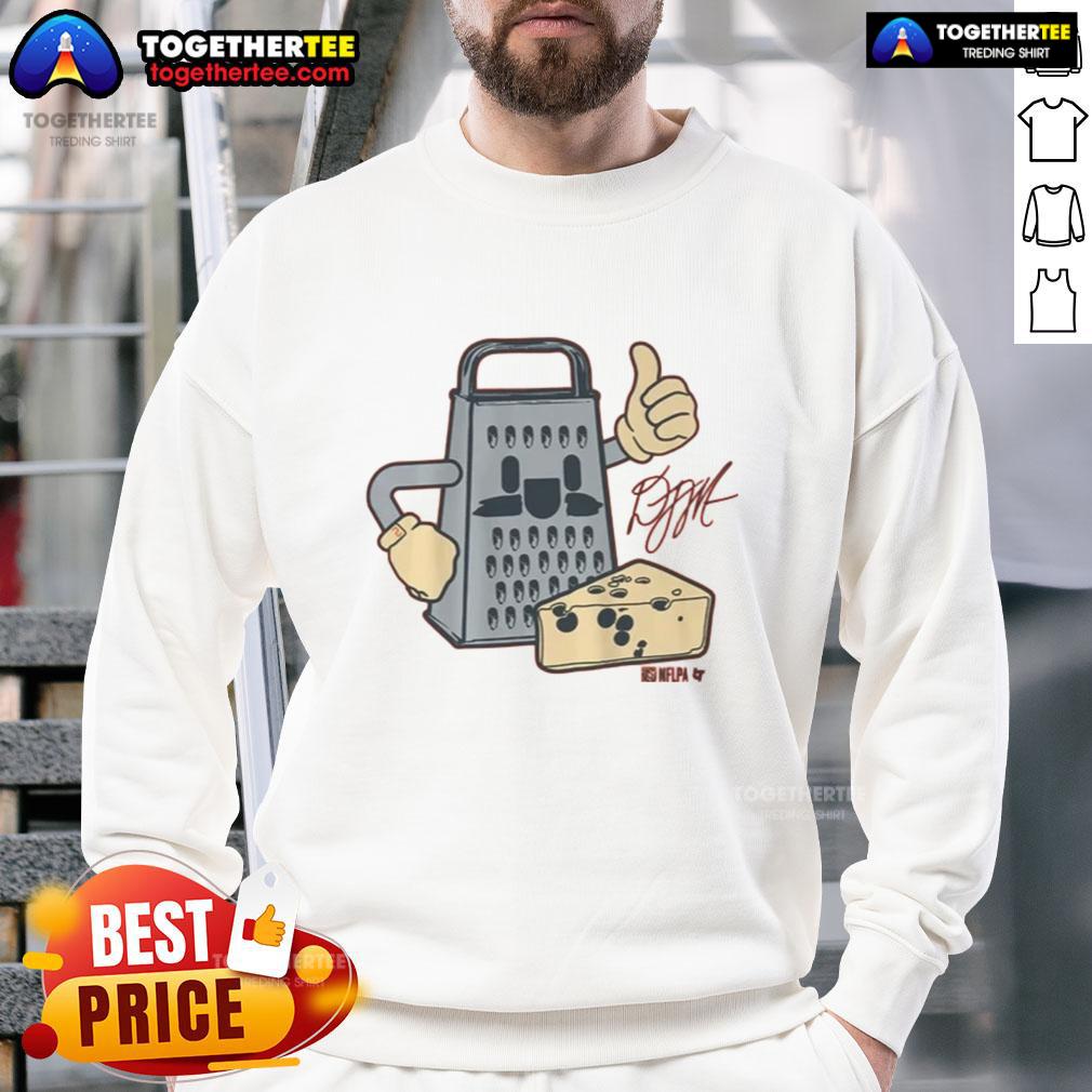 Top D.J. Moore Cheese Grater Sweatshirt Alt Text: Stylish D.J. Moore Cheese Grater Sweatshirt featuring a unique design, perfect for fans and casual wear enthusiasts.