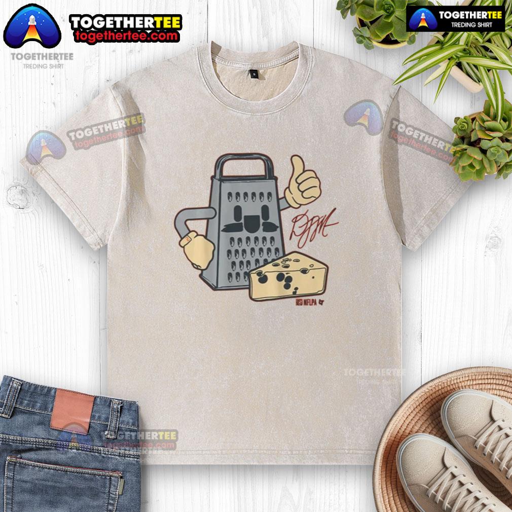 Top D.J. Moore Cheese Grater Washed T Shirt Alt Text: Top D.J. Moore cheese grater washed t-shirt featuring a stylish design perfect for fans and casual wear.