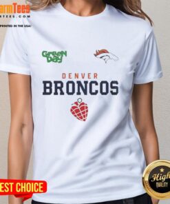 Top Denver Broncos NFL 2026 Super Bowl Green Day ladies tee featuring vibrant team colors and stylish design.
