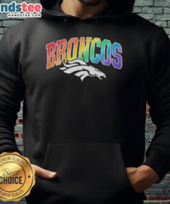 Top Denver Broncos Pride LGBT Hoodie featuring vibrant colors and team logo, perfect for fans supporting inclusivity.
