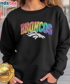 Top Denver Broncos Pride LGBT Sweatshirt featuring vibrant colors and team logo, perfect for fans celebrating inclusivity.