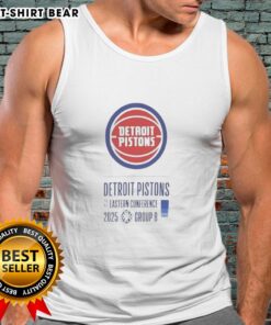 Stylish Top Detroit Pistons Eastern Conference 2025 tank top design featuring team colors and logo for fans.