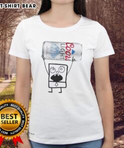 Top Doodlebob holding a Coors Light can on a ladies' tee, showcasing a fun and unique graphic design.