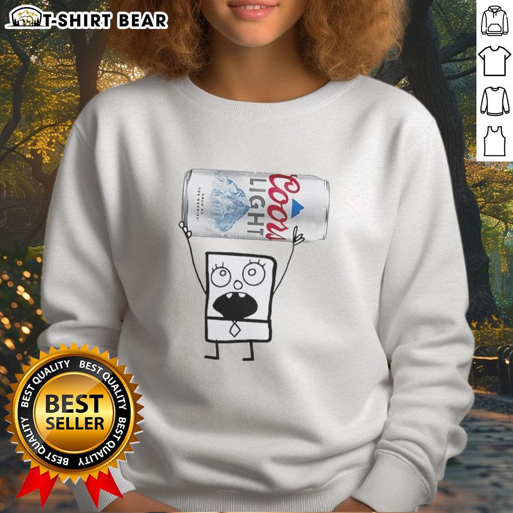 Top Doodlebob Holding Coors Light Can Sweatshirt Alt Text: Doodlebob holding a Coors Light can while wearing a stylish sweatshirt, showcasing a fun and playful design.