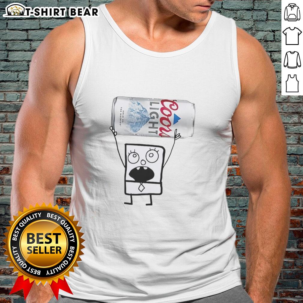 Top Doodlebob Holding Coors Light Can Tank Top Alt Text: Top Doodlebob wearing a tank top and holding a Coors Light can, showcasing a fun summer vibe and cartoon style.