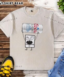 Alt Text: Doodlebob holding a Coors Light can, wearing a washed t-shirt, showcasing a fun cartoon character in vibrant colors.